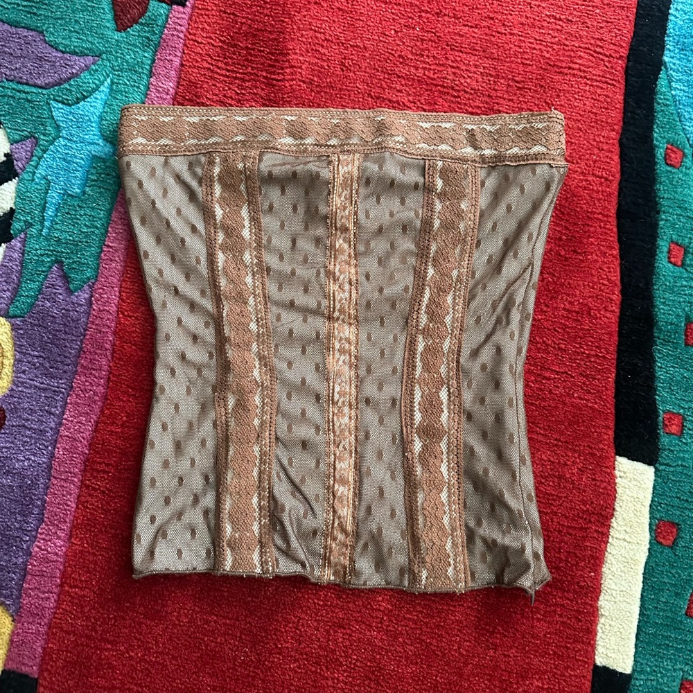 Vintage Heart & Soul Brown Lace Crop Top